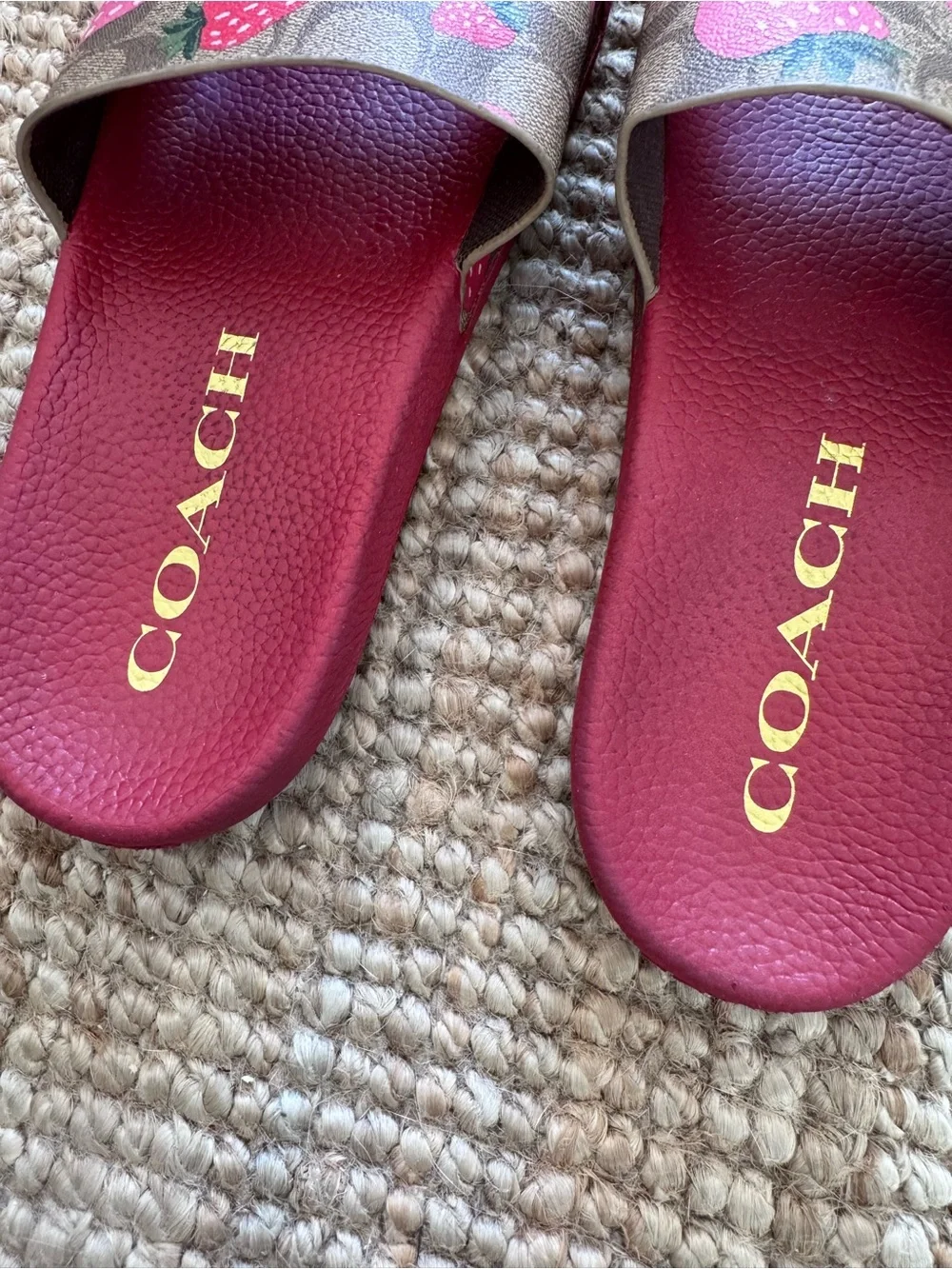 Coach Uli Sport Slide with Wild Strawberry Print